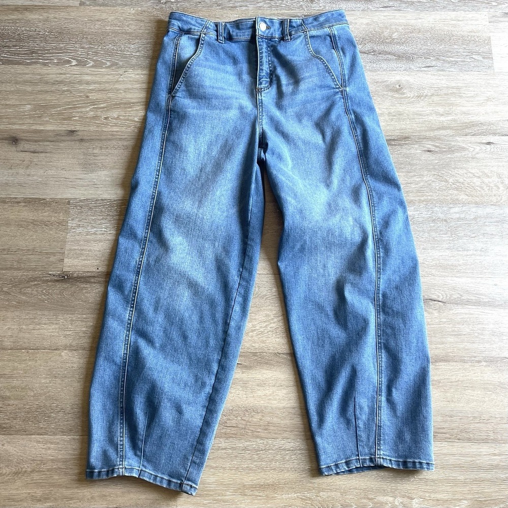Women's Tahari Barrel Jeans Brooklyn High Rise Size 8 29 Blue $128